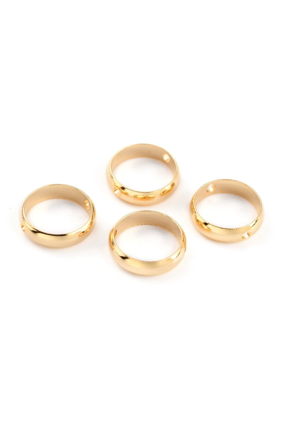 100pcs Brass Beads Frames Long-Lasting Plated Round Ring Real 24K Gold Plated 10x2.5mm Hole: 1.2mm