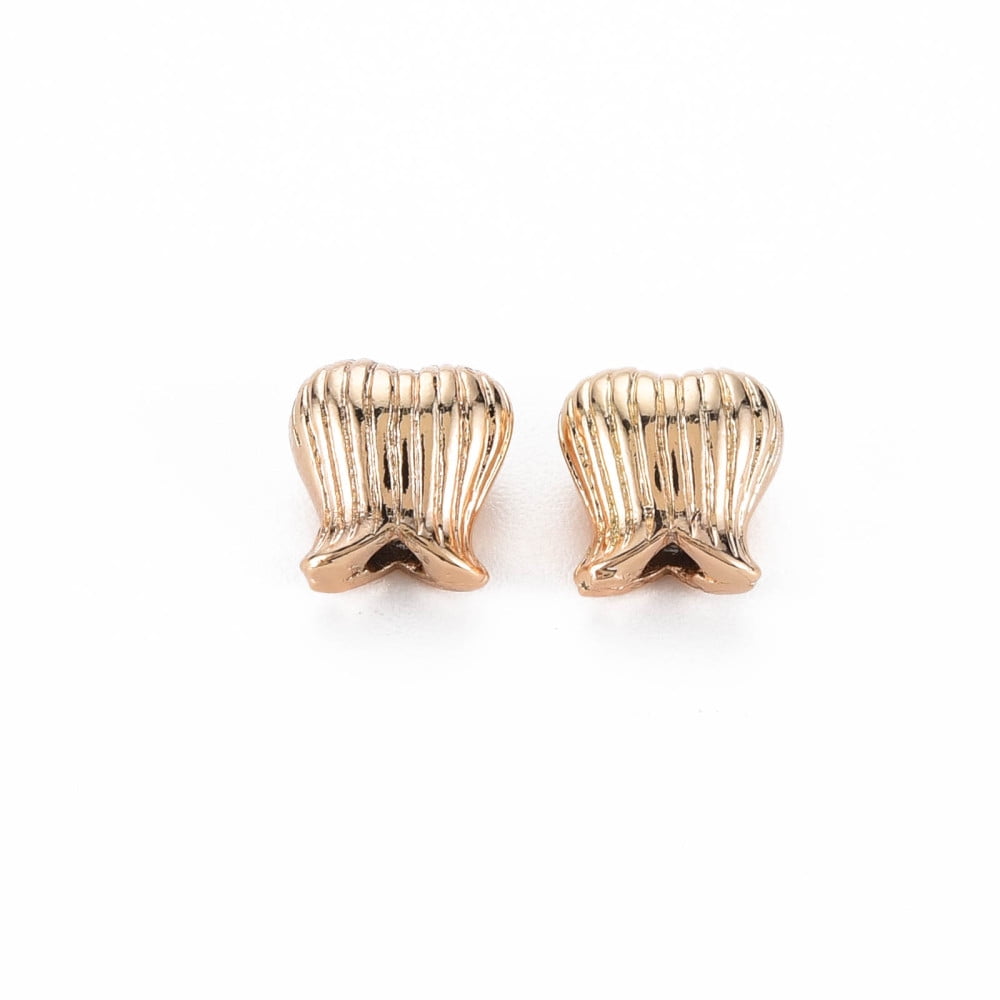 100pcs Brass Beads Nickel Free Flower Bud Real 18K golden Plated 8x8x5.5mm Hole: 1.8mm