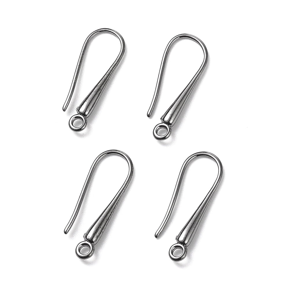 100pcs Brass Earring Hooks Findings Cadmium Free & Lead Free Gunmetal 21x9x2.3~2.8mm Hole: 1.5mm 20 Gauge Pin: 0.8mm