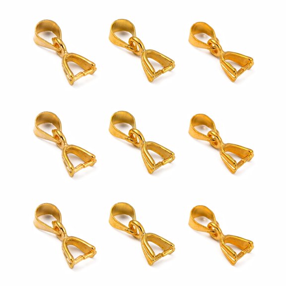 100pcs Brass Ice Pick Pinch Bails Golden 9mm Hole: 4x5mm