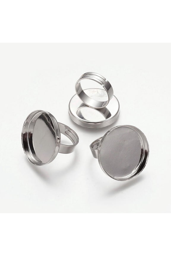 100pcs Brass Ring Shanks Pad Ring Base Findings For Jewelry Making Adjustable Platinum 17mm Tray: 25mm