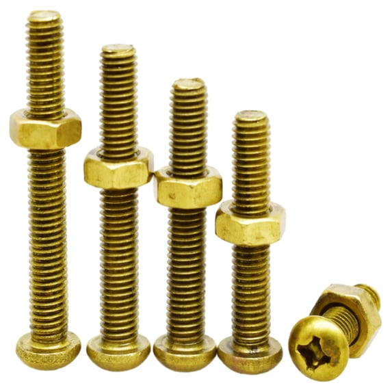 (100pcs) Brass Round Head Screw Nut Set Kit, M2.5x5mm