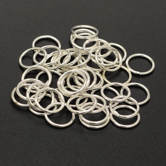 100pcs Brass Round Rings Soldered Jump Rings Closed Jump Rings Cadmium Free & Lead Free Silver color Plated 18 Gauge 10x1mm Inner Diameter: 8mm Hole: 8mm