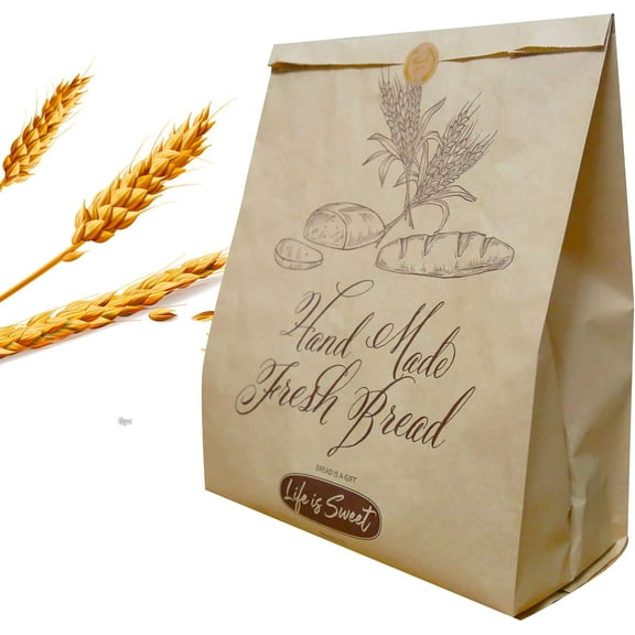 100pcs Bread Bags for Homemade Bread, 13.8 X 9.5 Inch Large Paper Loaf Bags for Bun Loaves, Eco Friendly Toast Packaging Storage Loaf Bags for Home Kitchen Bakery