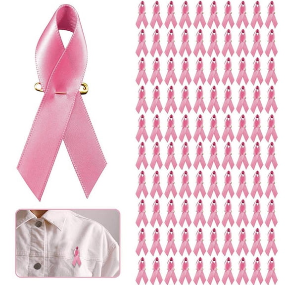 100pcs Cancer Awareness Brooch Lapel Pins Pink Ribbon Lapel Pins Pink Love Ribbon Brooch Prevention Micro Badge Clothing Backpack Accessories