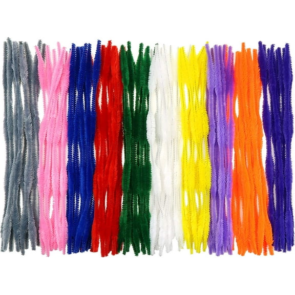 100pcs Bump Pipe Cleaners 10 Assorted Colors Chenille Stems Craft Supplies 13mm x 12 inch Fuzzy Bumpy Pipe Cleaners for DIY Art Creative Crafts Decorations
