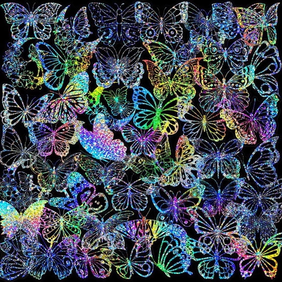 Dashing Nova Butterfly Holographic Stickers, Decorative Waterproof Adhesive Decals, 100 Count