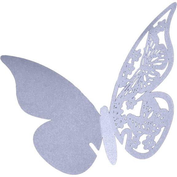 100pcs Butterfly Name Place Card Wine Glass Cup Paper Card Ornament For Wedding Birthday Glass High Feet Cup Decoration Butterfly Name Place Cards, Lavender