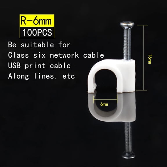 100pcs Cable Clips 6mm Cable Wire Clips Nail In Cable Clips Cable Tacks Coaxial Nail Clamps Nails For Cords