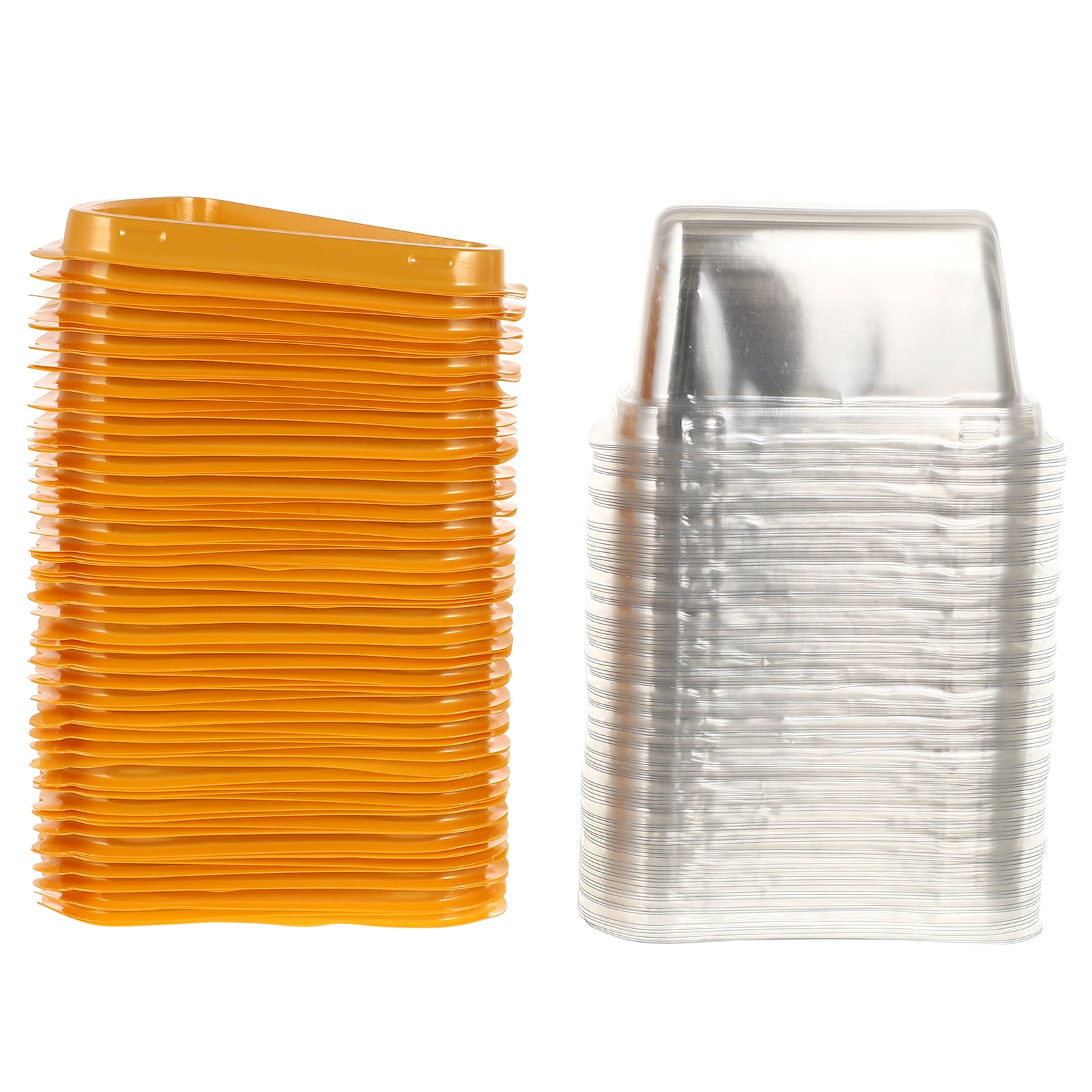 Eease 100 Clear Plastic Cake Slice Containers for Desserts and Pastries