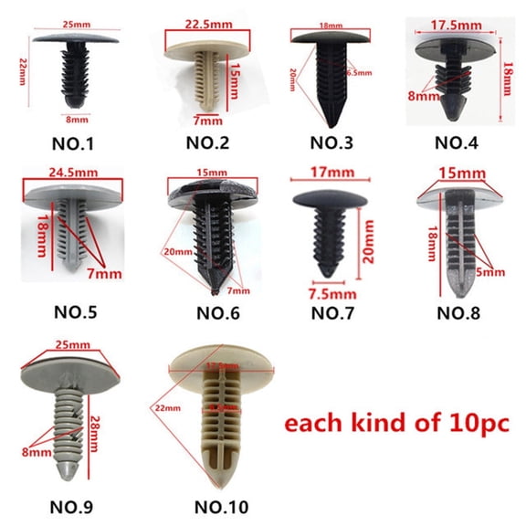 100pcs Car Fender Door Fastener Plastic Bumper Trim Clip Body Rivet Universal
