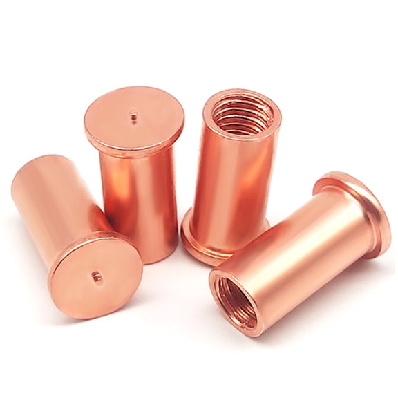 (100pcs) Carbon Steel Copper Plated Female Spot Weld Screws, M3x9mm .