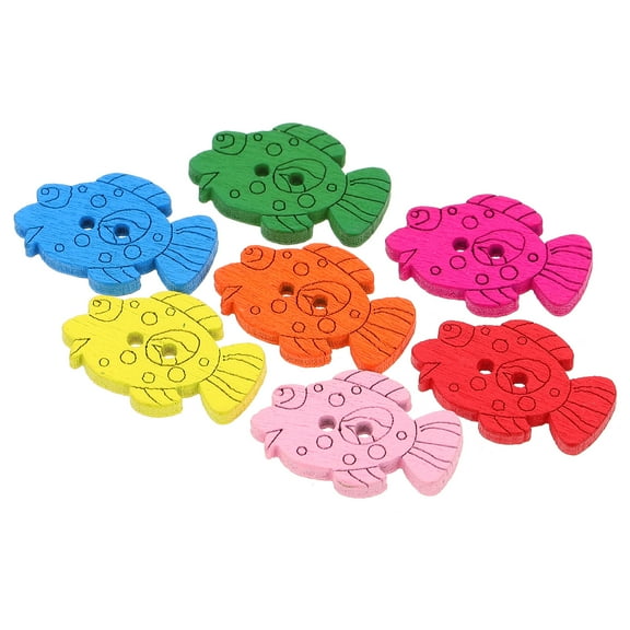 Milisten Wooden Fish Buttons Multi Diy Craft Sewing 100Pcs 0.2X0.55X0.83In