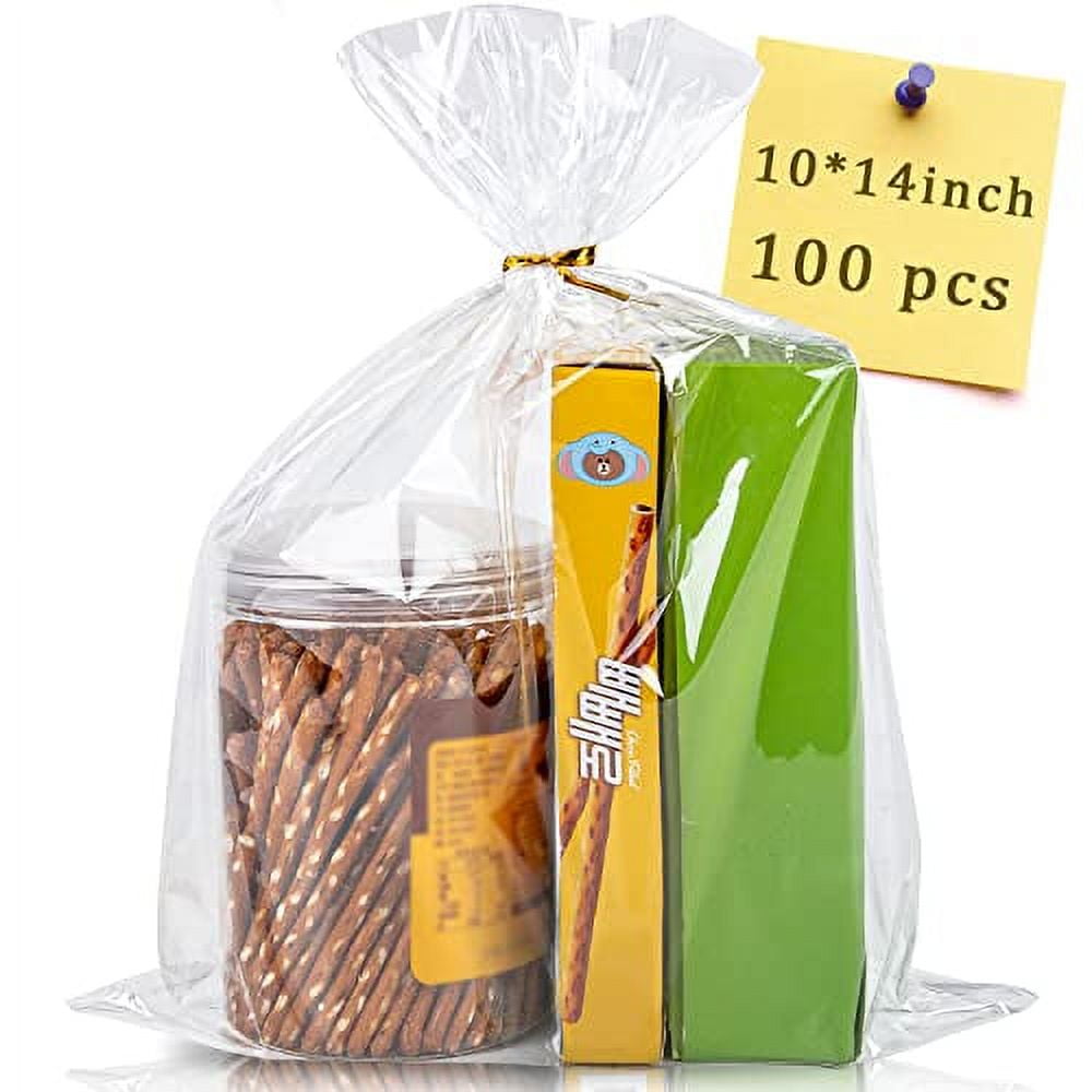 100pcs Cellophane Bags 10x14 Cellophane Wrap Goodie Bags Large Clear