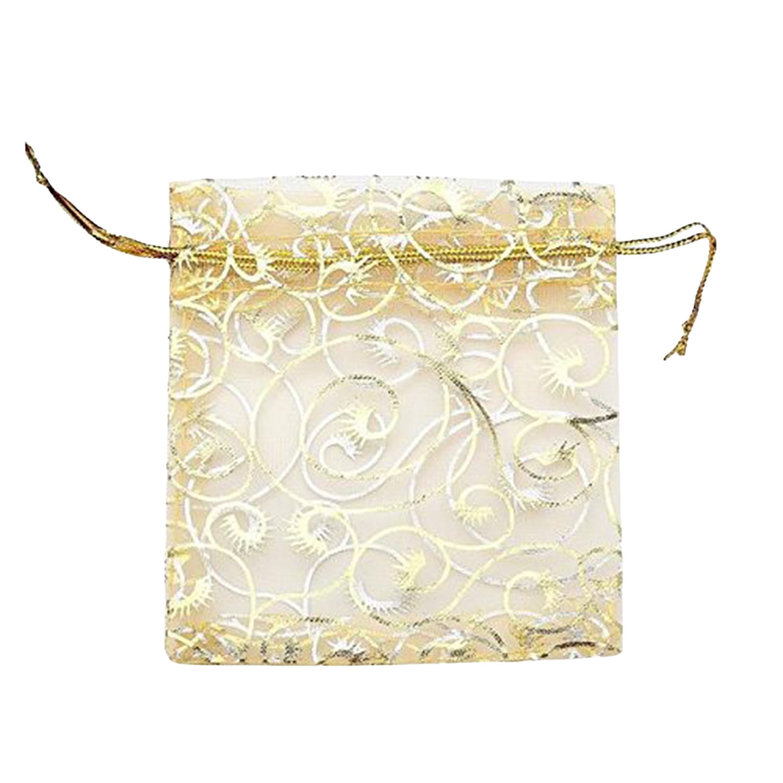 100pcs Champagne Eyelash Drawstring Pouches Jewelry Party Wedding