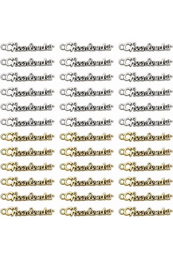 100pcs Cheerleader Charms Bulk 2 Colors Small Tibetan Alloy Cheerleader Pendants School Sports Spirit Pendants for DIY Craft Jewelry Making Accessories 27.5x5mm