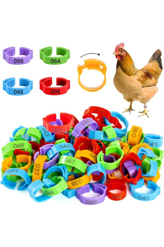 100pcs Chicken Leg Bands, 14-22mm Adjustable Poultry Tags, Durable Multi-Colored Hens Identification Leg Rings, Chicken Coop Accessories for Chickens, Chick, Ducks, Goose, Turkey, Birds