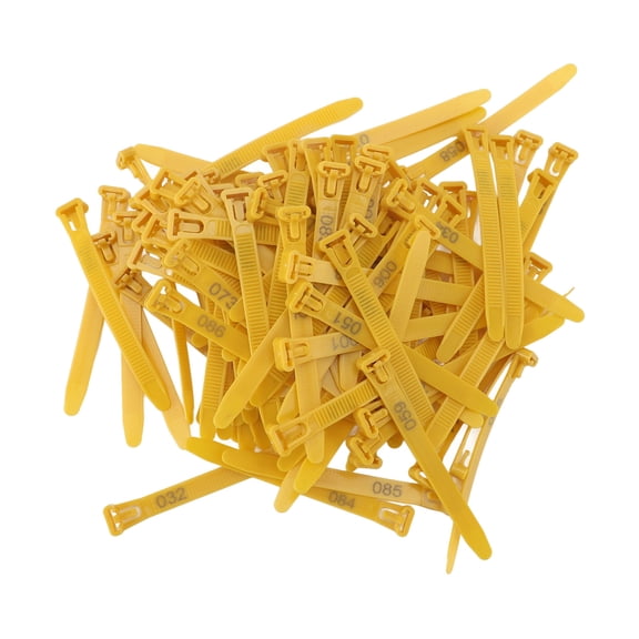 100pcs Chicken Leg Bands Adjustable Numbered Poultry Identification Tags for Duck Goose Yellow