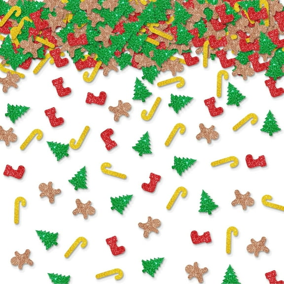 100pcs Christmas Confetti, Red&Green Glitter Xmas Tree Table Confetti for Baby Shower, Merry Christmas Paper Scatters, Christmas/Wonderland Party Table Decoration