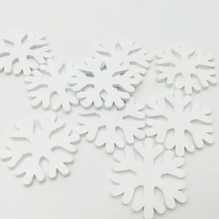 Novel Merk Winter Snowflake Miniature Snow Themed Arts and Crafts Wood Cut Out Embellishments Silver & White Snow Flakes (18 Pieces), White & Silver