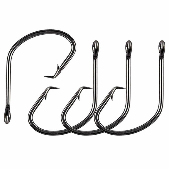 100pcs Circle Offset Fishing Hook Black High Carbon Steel Barb Octopus Fishhook