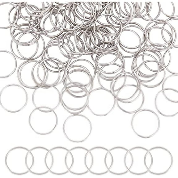 100pcs Circle Ring Keychain Clasp Smooth Surface Hoop Stainless Steel Split Key Rings for Home Car Keys 15x1.8mm