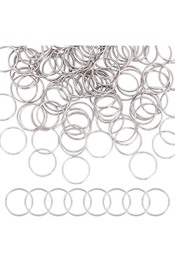 100pcs Circle Ring Keychain Clasp Smooth Surface Hoop Stainless Steel Split Key Rings for Home Car Keys 15x1.8mm