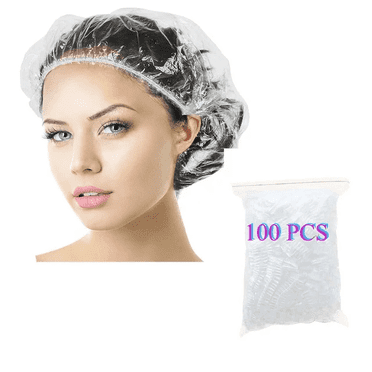 100pcs Clear Disposable Plastic Shower Bath Caps for spa Hair Salon WH