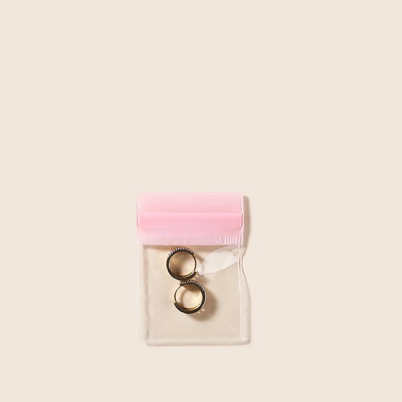 100pcs Clear PVC Jewelry Packaging Zip Lock Bags Waterproof Self-sealing Bags Rectangle Pink 7x5cm