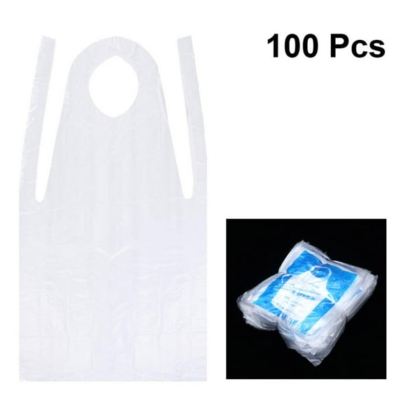 100pcs Clear Waterproof Aprons Unisex Aprons Sleeveless Apron for Cooking Serving Painting or Dish Washing