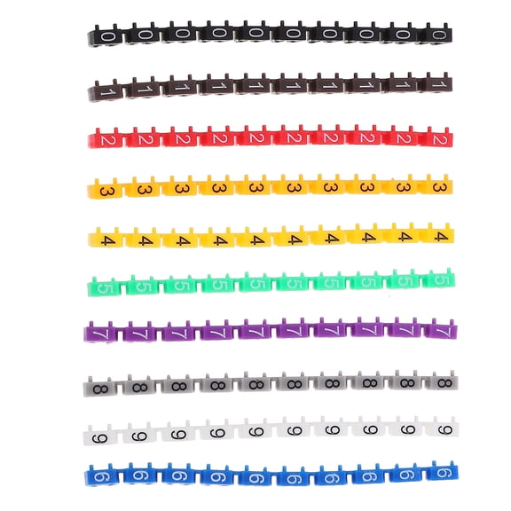 100pcs Plastic Colorful Identification Cable 0-9 Marker Tubes