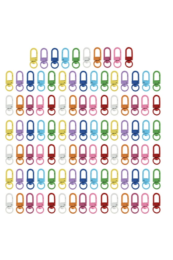 100pcs Colorful Carabiner Clasp Key Chain Lobster Clasps Rotating Keychain Hooks Metal Hook Crafting Essential