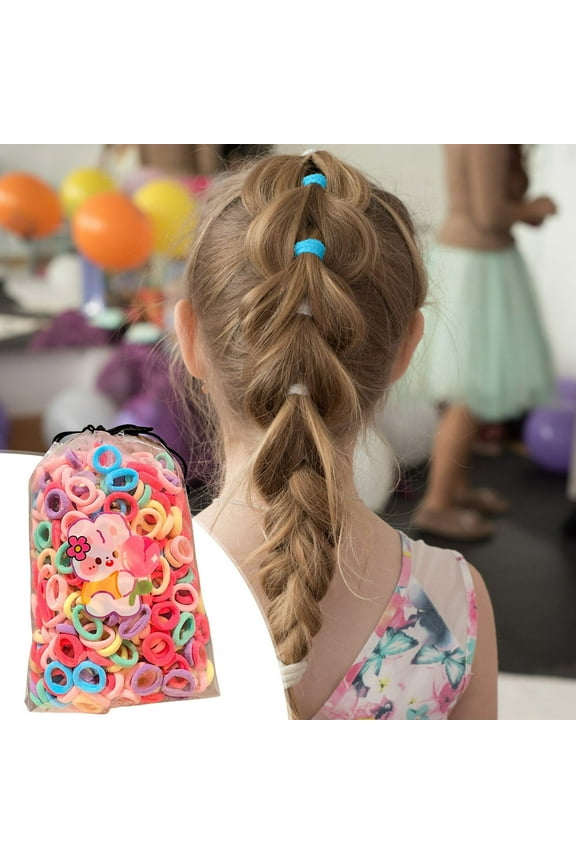 100pcs Colorful Hair Ties for Girls - No Pull Elastic Rubber Bands for Kids, Thin Scrunchies for Toddlers & DIY Bow Making, Non-Slip Ponytail Holders