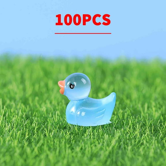 100pcs Colorful Luminous Duckling Resin Figurines Mini Glow in Dark Duck Ornaments for Home Garden Micro Landscape Decor