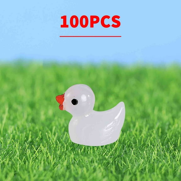 100pcs Colorful Luminous Duckling Resin Figurines Mini Glow in Dark Duck Ornaments for Home Garden Micro Landscape Decor