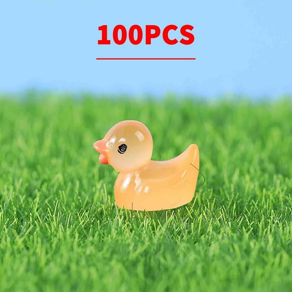 100pcs Colorful Luminous Duckling Resin Figurines Mini Glow in Dark Duck Ornaments for Home Garden Micro Landscape Decor