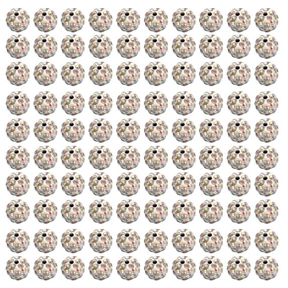 100pcs Colorful Rhinestones Beads 10mm Round Disco Ball Clay Bead for Personalized Crafts Jewelry Making Findings
