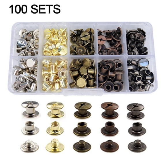 100pcs Copper Leather Rivets for Clothing, Jackets, Jeans - High