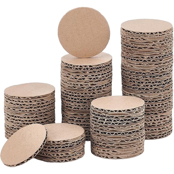 100pcs Corrugated Cardboard Sheets Pads for DIY Crafts Model Building Flat Round Tan 50x3mm for DIY
