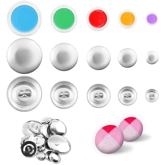 100pcs Cover Button Kits with 5 Sizes & Tools - DIY Fabric Covered Buttons to Make Your Own
