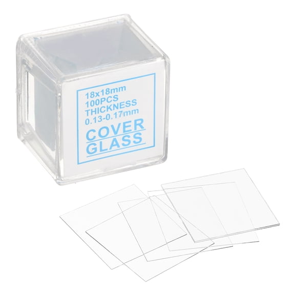 100pcs Cover Slips for Microscope Slides, 18x18mm Microscope Cover Square for Laboratory Sample Observe