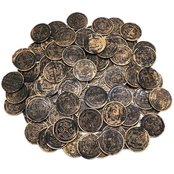 100pcs Cross Plastic Coins, Bronze Color with Realistic Design, for Party Decorations, Game Rewards,' Play, Craft Projects, Carnival Supplies