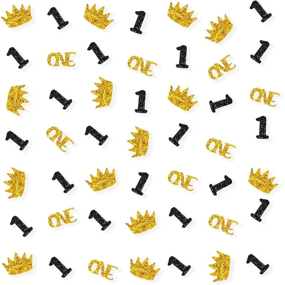 100pcs Crown One Confetti, Gold Glitter Boy 1st Birthday Paper Scatter, One Year Old Table Confetti, Safari Tropical Party/One Smash Table Decor