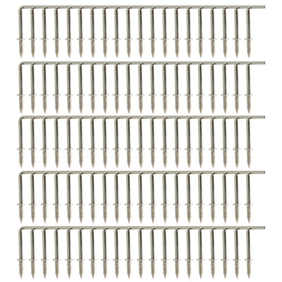 100pcs Cup Hooks Screw-in Wall 1 Inch Metal Thread Square Hooks Great for Indoor Outdoor Hanger Silver Gray