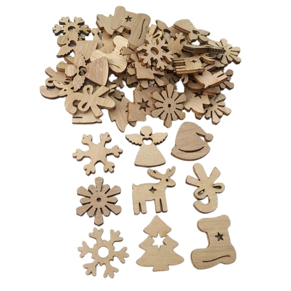 100pcs Cut Wood Pieces Embellishment Wooden Shape Craft Wedding Decor , Snowflake