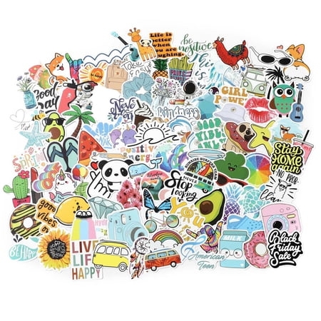 100pcs Cute Stickers Pack for Water Bottle, Laptop Stickers for Women Kids Teens Girls Boys Adults Vsco Stickers Waterproof Vinyl Trendy Aesthetic Stickers for Hydroflask Skateboard Computer Tumbler