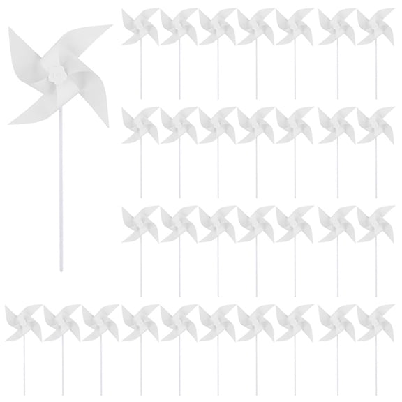 100pcs DIY Kids Paper Pinwheels, White Blank Paper Pinwheels Blank Plastic Windmills Small Pinwheels for Kids Summer