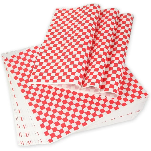 100pcs Deli Paper Sheets 12x12", Premium Food Basket Liners, Grease Resistant Wax Paper Sheets for Food, Classic Checkered Sandwich Wrapping Paper for Party, Festival and Outdoors,