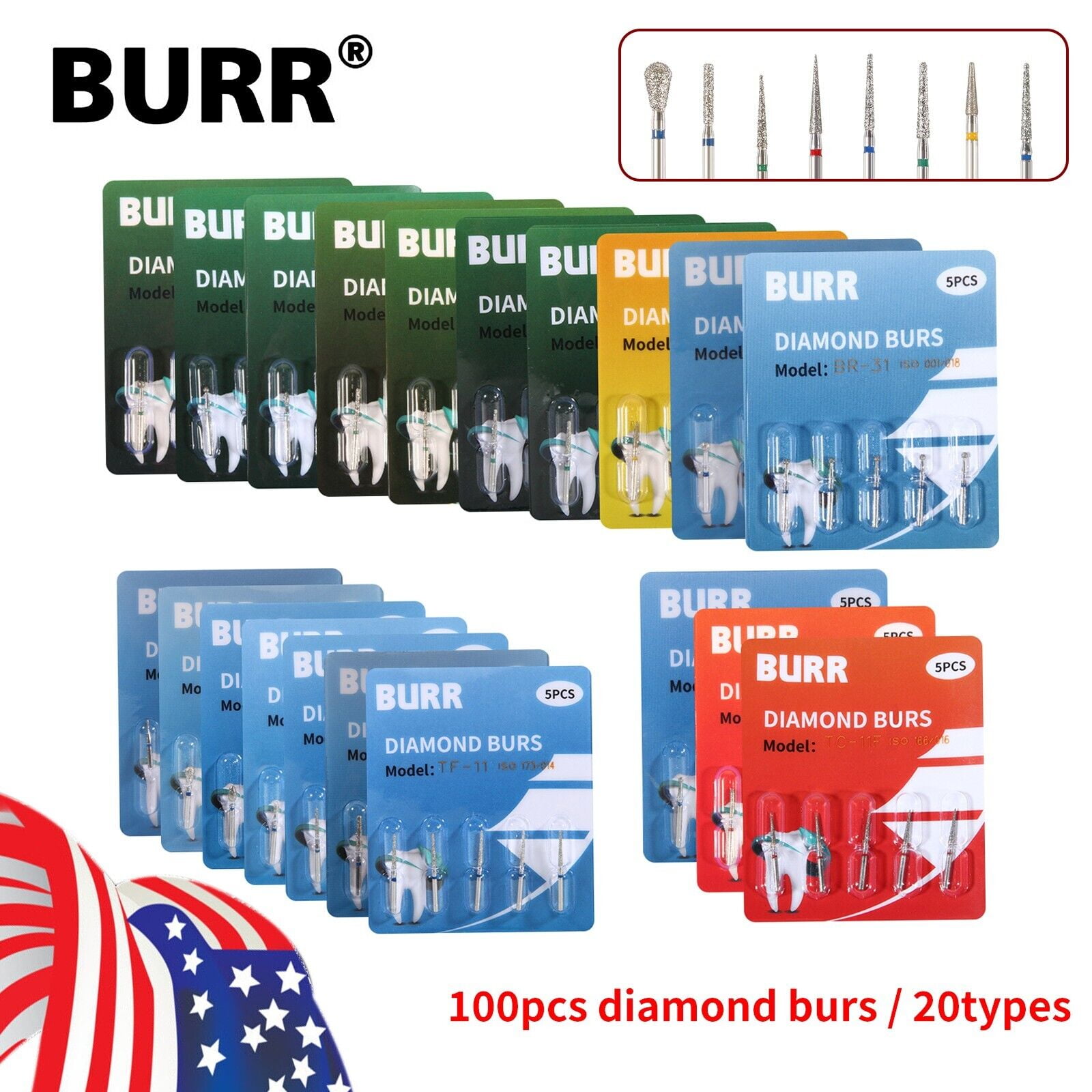 100 Piezas Fresas De Diamante Supergruesas Dentales For High - Foto 7