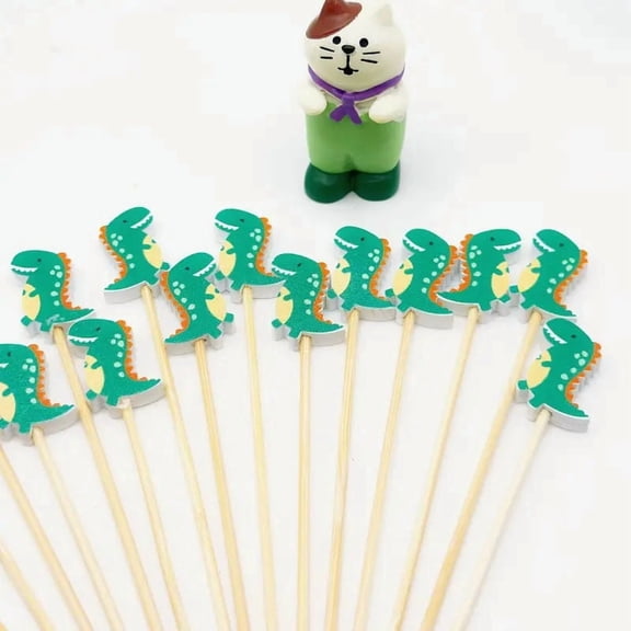 100pcs Dinosaur Roostertail Picks - Fun and Eco-Friendly Dino Toothpicks for Parties and Events